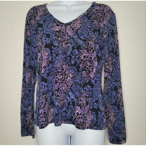 American Vintage Tops - Vintage y2k 90s blue purple floral whimsigoth magical celestial top size medium